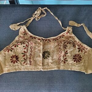 Embroidered Cream Halter Top